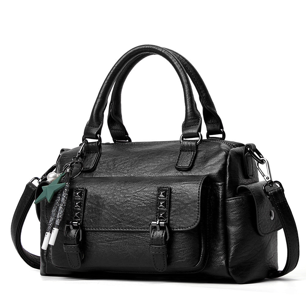 Women Bag Retro Leather Boston Women Handbag Designer - Trendyglobal 