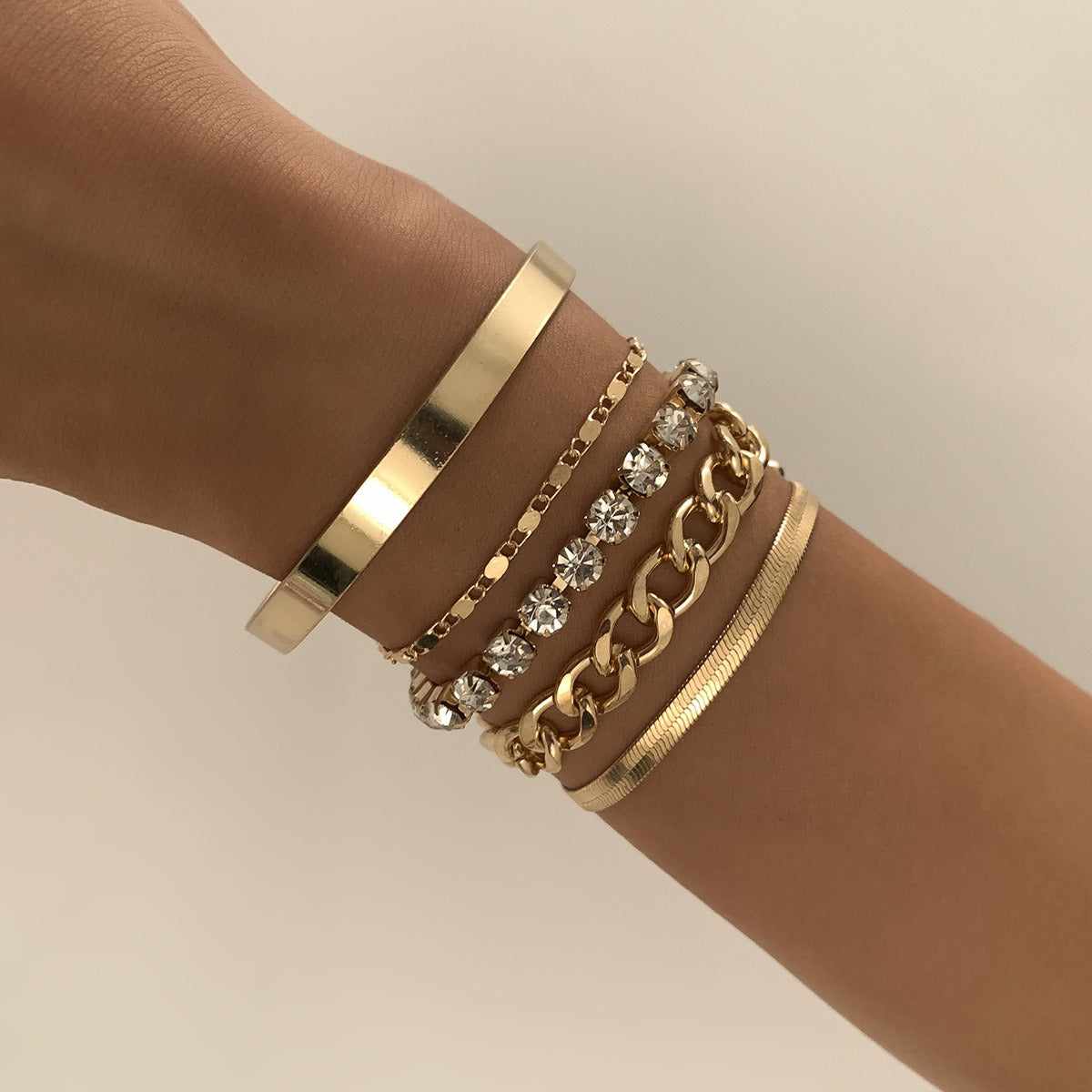 Armbånd Dame 18K Gullbelagt - Retro Trend Slangebein Kjede Diamant Gold