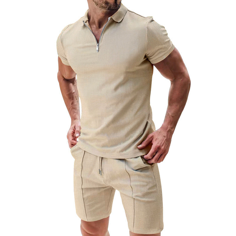 Sommersett Herre med Skjorte og Shorts Khaki