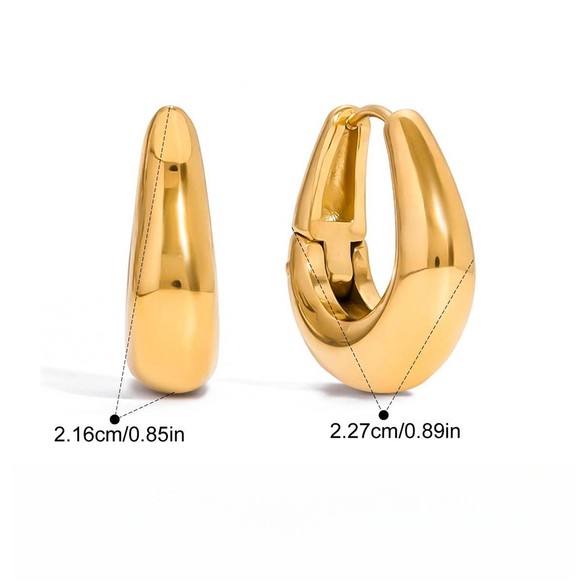 Øredobber Dame 18K Gullbelagt - Lett Luksus Titanstål Stud Ear B