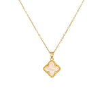 18K Gullbelagt Firkløver Smykkesett - Halskjede, Armbånd, Øredobber og Ring Necklace