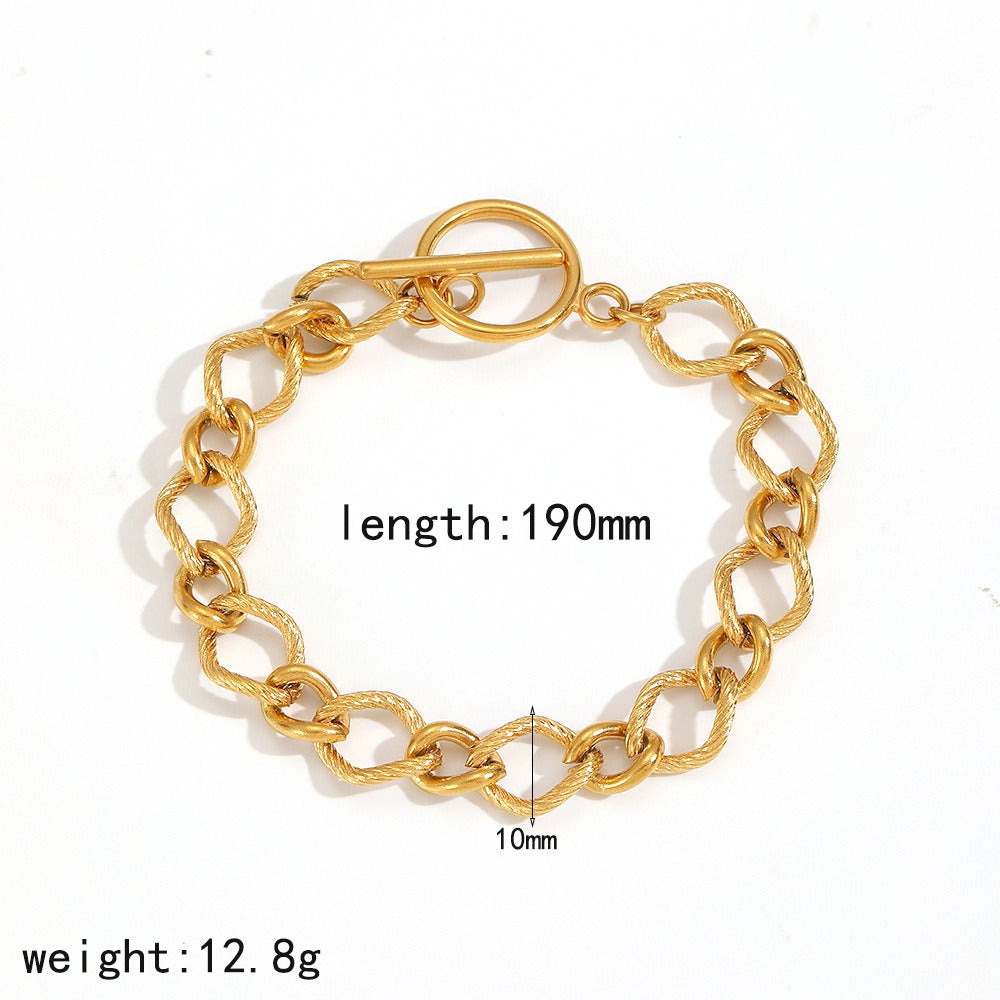 18K Gullbelagt Halskjede med Vakuumbelegg - Minimalistisk Anheng Bracelet B