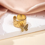 Gullbelagt Ring 18K med Anheng - Titanstål Design Ring E Adjustable