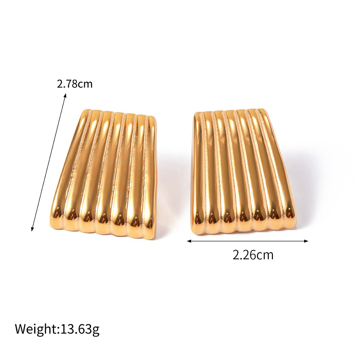 Øredobber Dame 18K Gullbelagt - Geometrisk Bar/Tråd/Bølge Design Style C-12