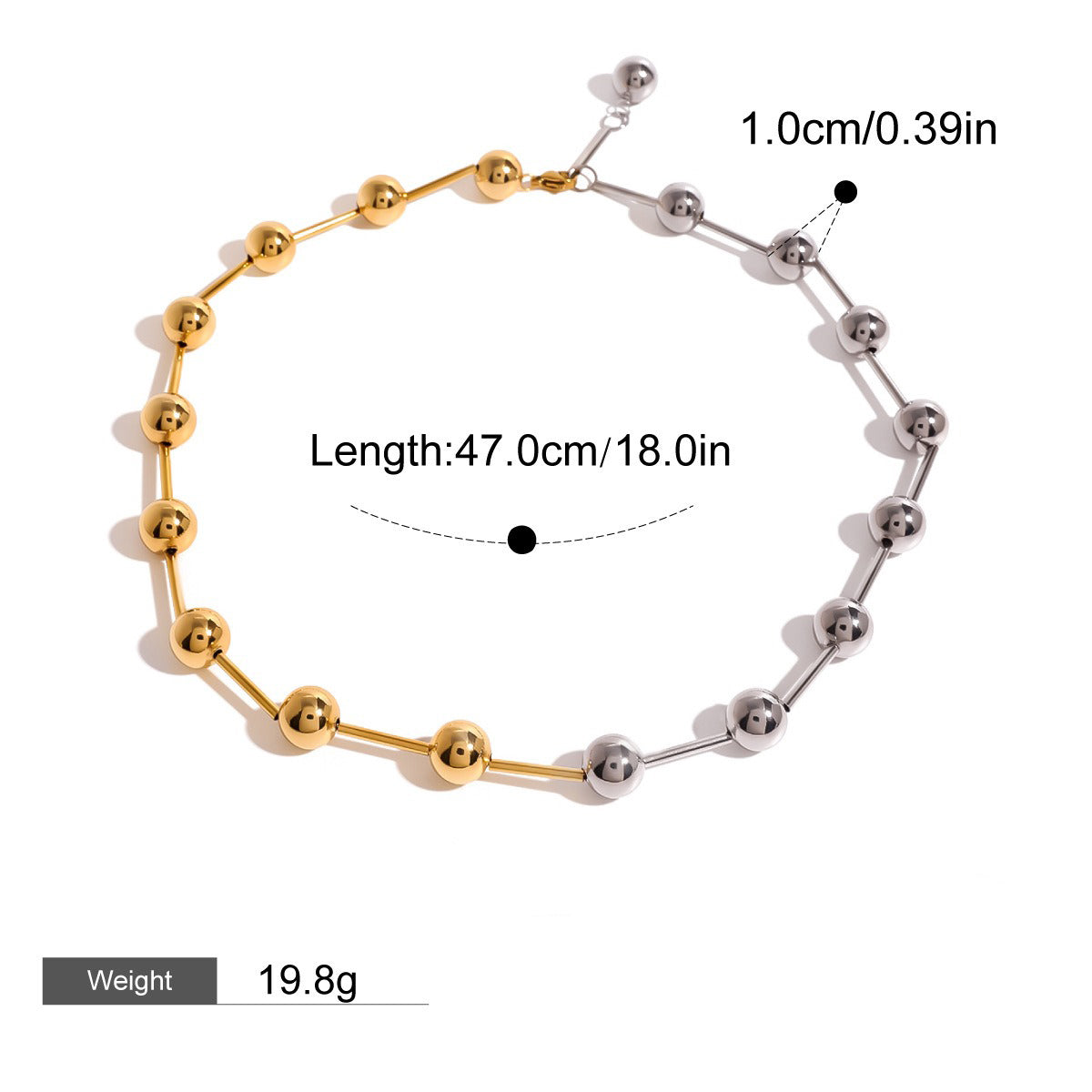 Smykkesett Dame 18K gullbelagt - Hjerte Gull og Sølv Matching Design Halskjede Armbånd Ring Øredobber Style B-Necklace-04