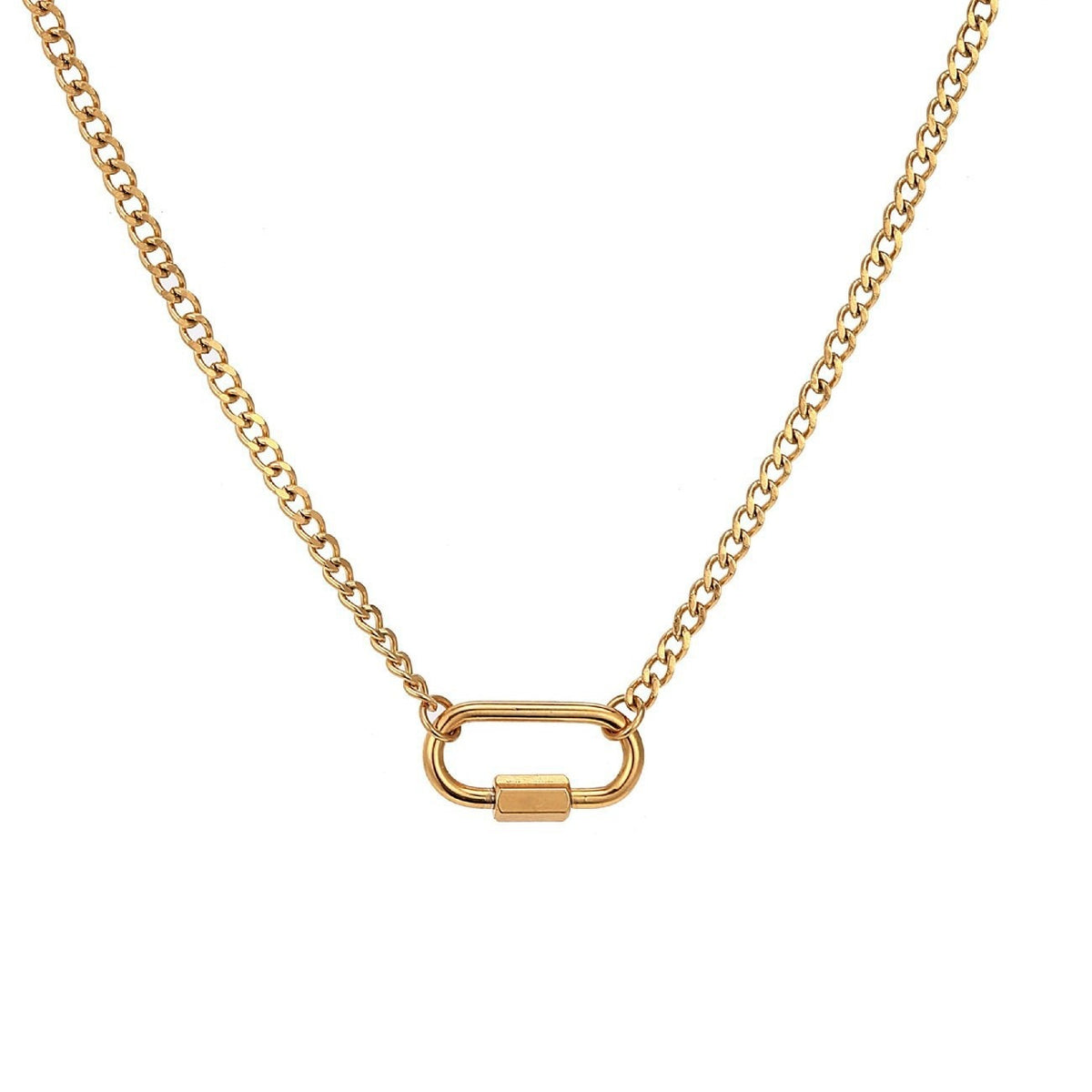 18K Gull Halskjede med Zirkonia Anheng - Elegant Smykke Oval Necklace