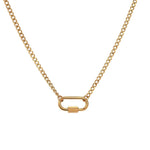 18K Gull Halskjede med Zirkonia Anheng - Elegant Smykke Oval Necklace