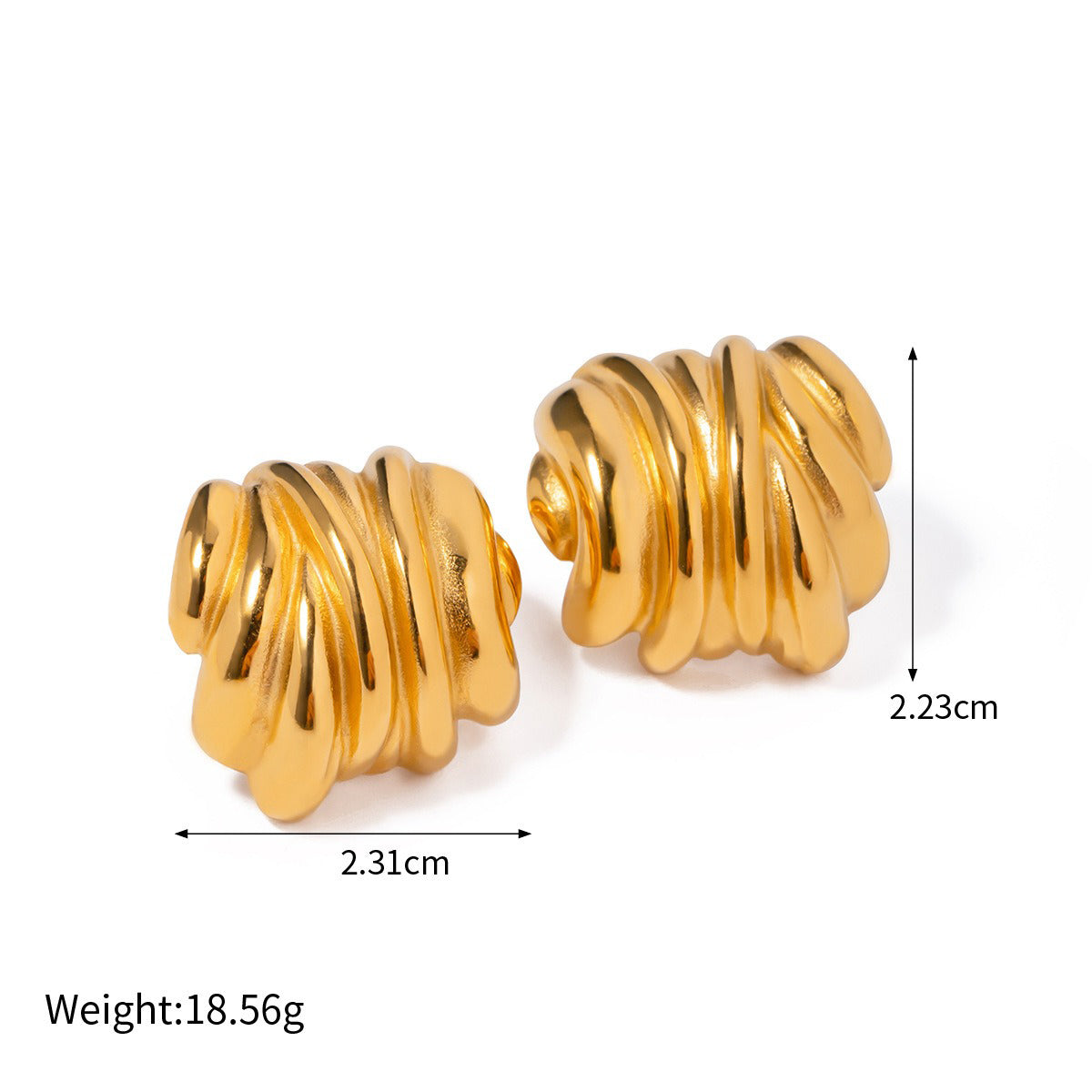 Øredobber Dame 18K Gullbelagt - Geometrisk Bar/Tråd/Bølge Design Style I-070