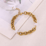 Perlearmbånd 18K Gull Tofarget Design - Elegant Luksus