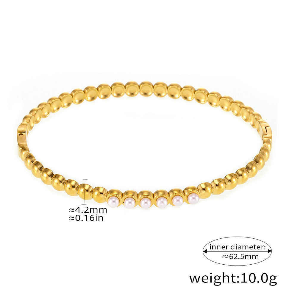 Armbånd Dame 18K Gullbelagt - Innlagt Edelsten Design Høyverdig Pearl