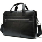 Skinn Skulderveske for Menn – Eksklusiv Business-veske i Første Lags Kuskinn 8523 Black Oily Leather