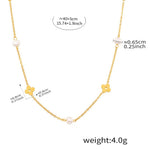 Smykkesett Dame 18K Gullbelagt - Perle Hul Blomst Armbånd Halskjede Necklace