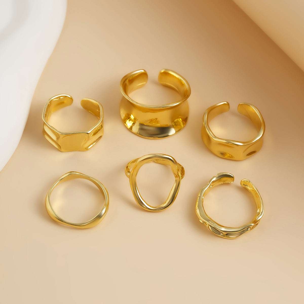 Smykkesett Dame - Ringer og Armbånd 01 Light Gold Ring Set 5148