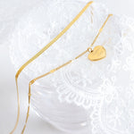 Halskjede Dame 18K gullbelagt- LOVE YOU Hjerte med Blade Chain Design