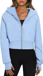 Sporty Kort Hoodie Cardigan - Light blue / S