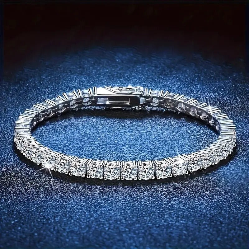Armbånd Dame S925 Sølvbelagt - Full Diamant Tennis Chain