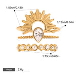 Ringsett Dame 18K Gullbelagt - Geometrisk Design med Zirkon Justerbar Style E-19