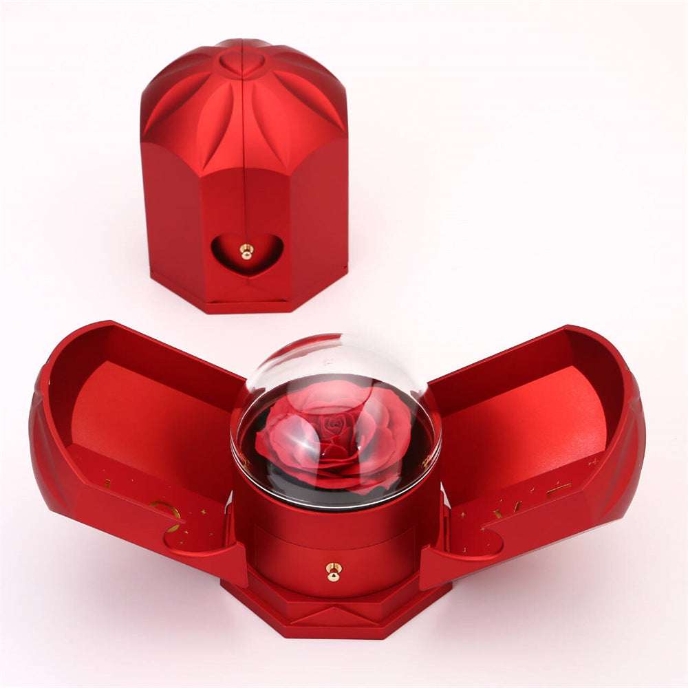 Rose Smykkeboks Gaveeske - Halskjede Gaveboks med Engevinger