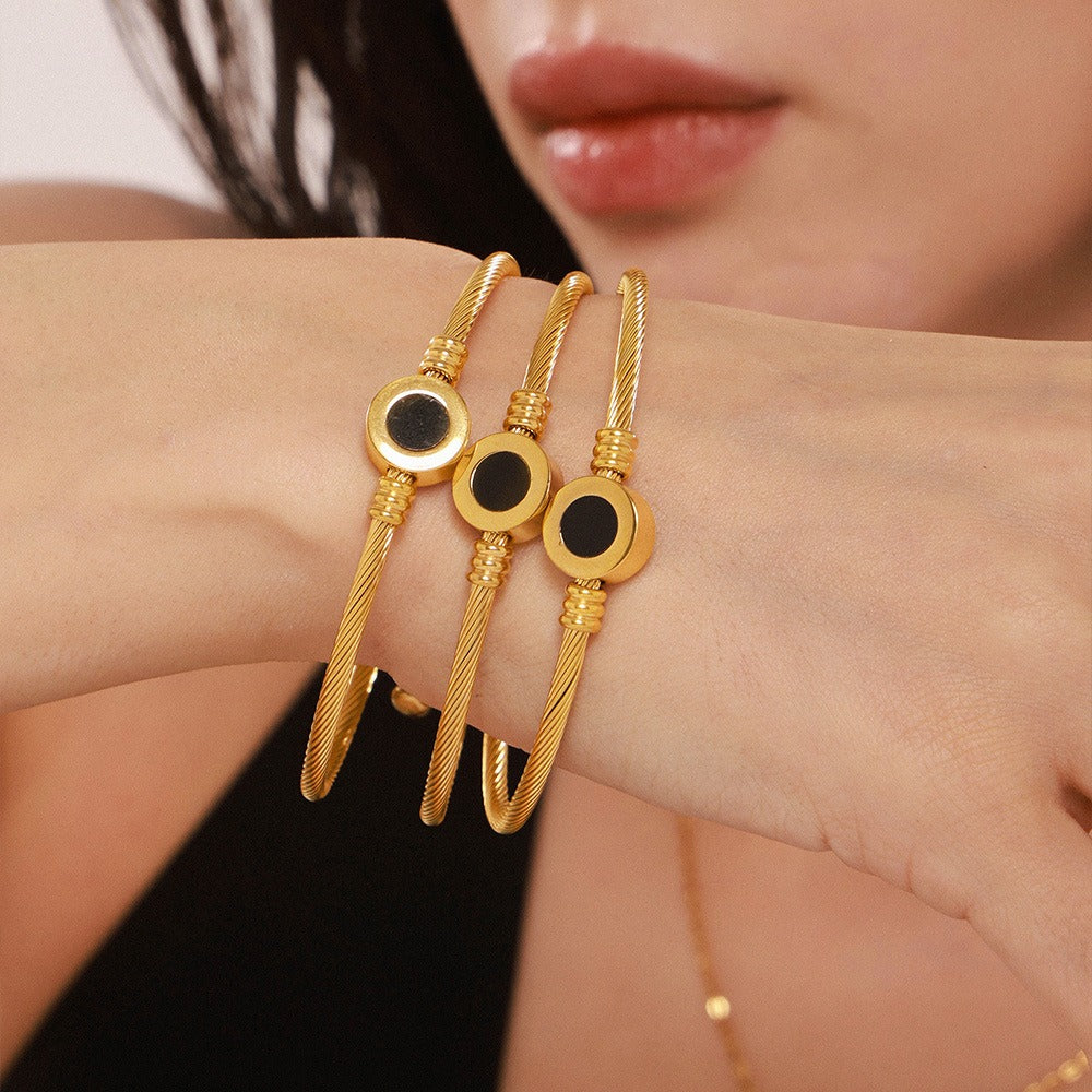 Armbånd Dame 18K Gullbelagt - Twill Rund Edelsten Design Edel