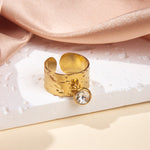 Gullbelagt Ring 18K med Anheng - Titanstål Design Ring D Adjustable