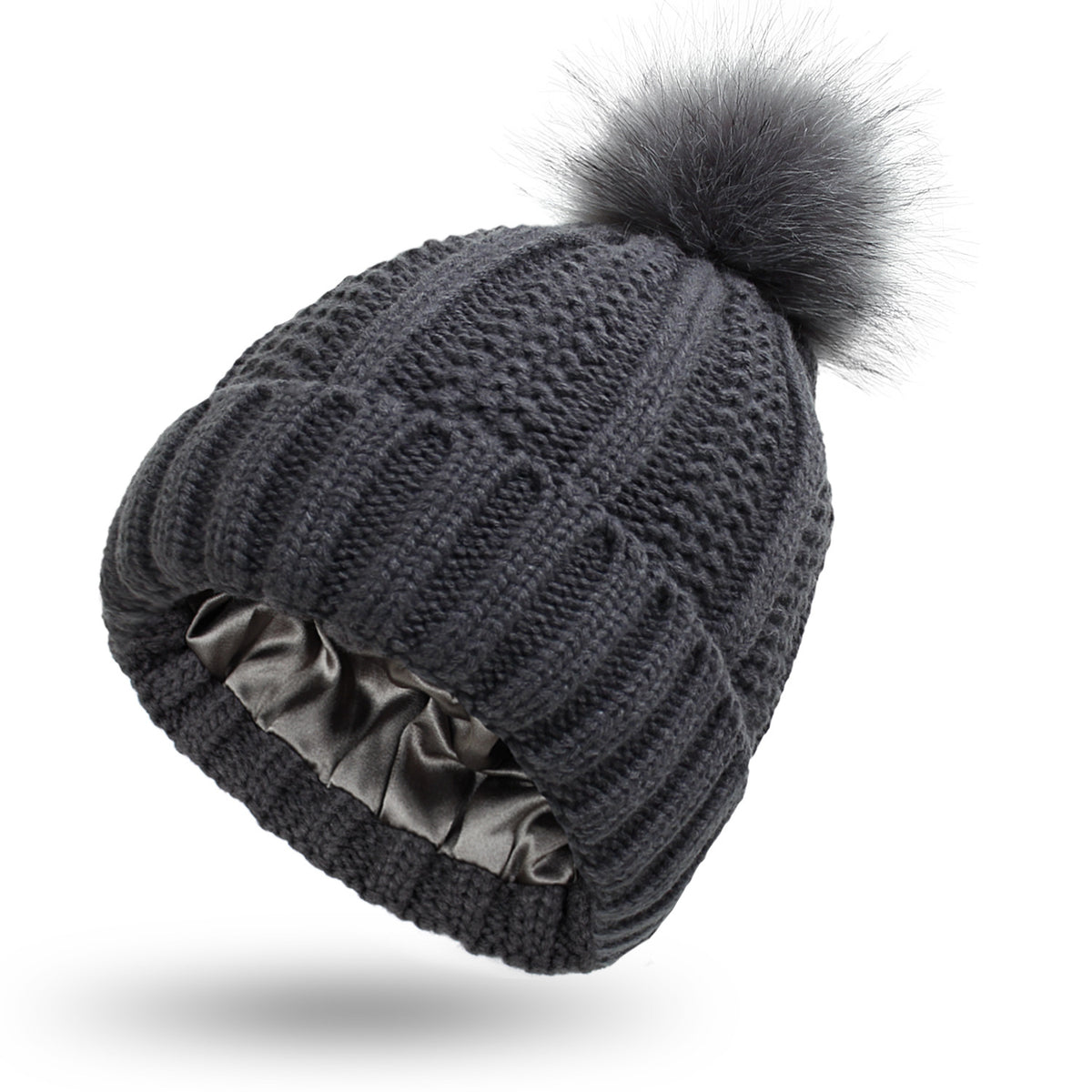 Vinterlue med Fuskepels Pom Pom - Lue for damer - Trendyglobal 