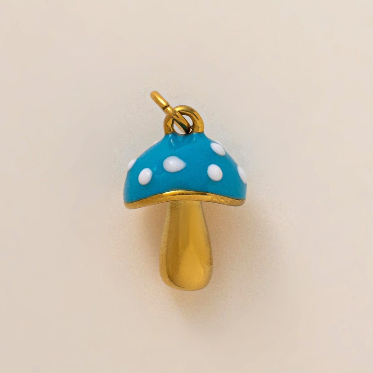 18K Gullbelagt Halskjede med Vakuumbelegg - Minimalistisk Anheng Blue mushroom pendant