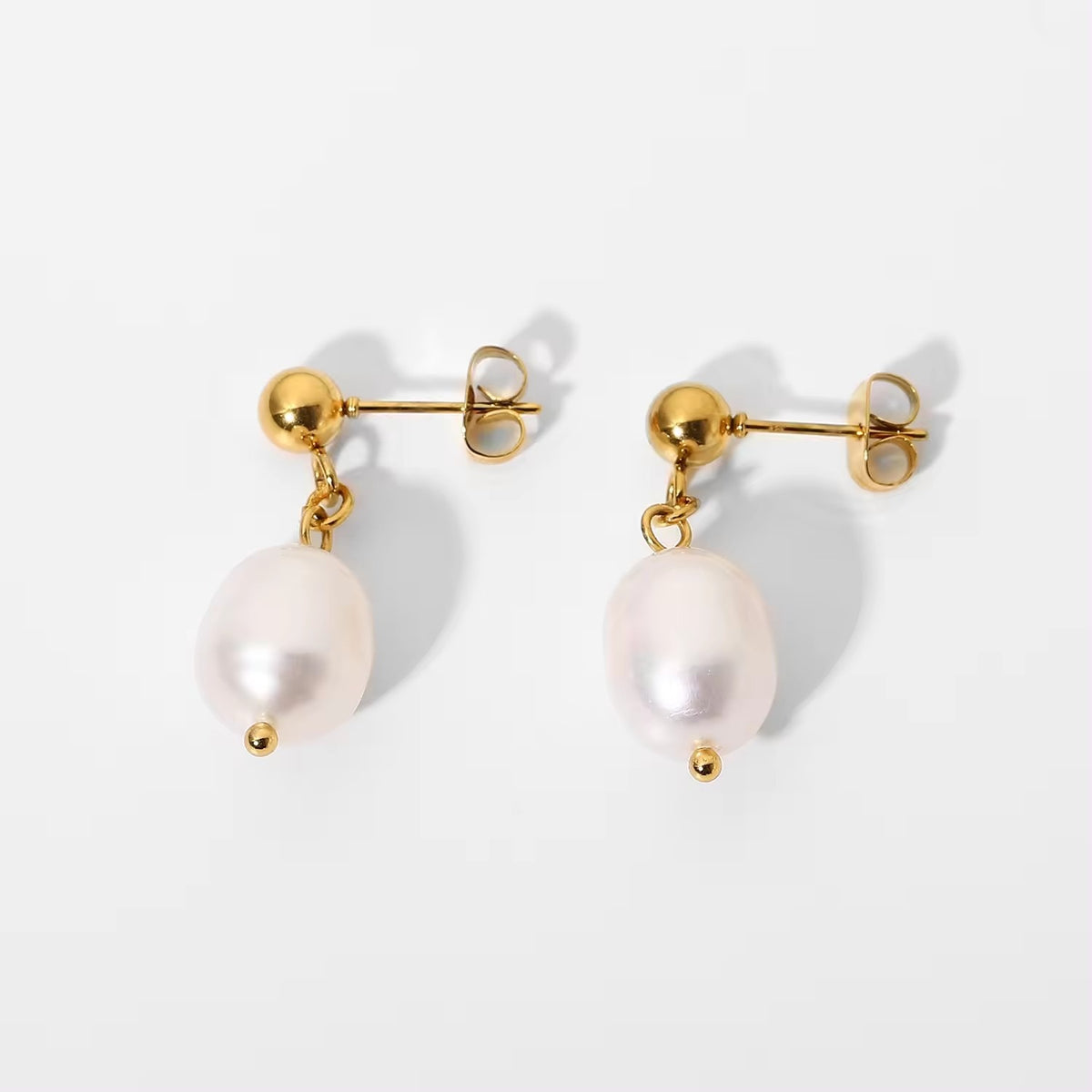Øredobber Dame 18K gullbelagt - Ginkgo Sløyfe Irregulær med Perle Design Style D-97