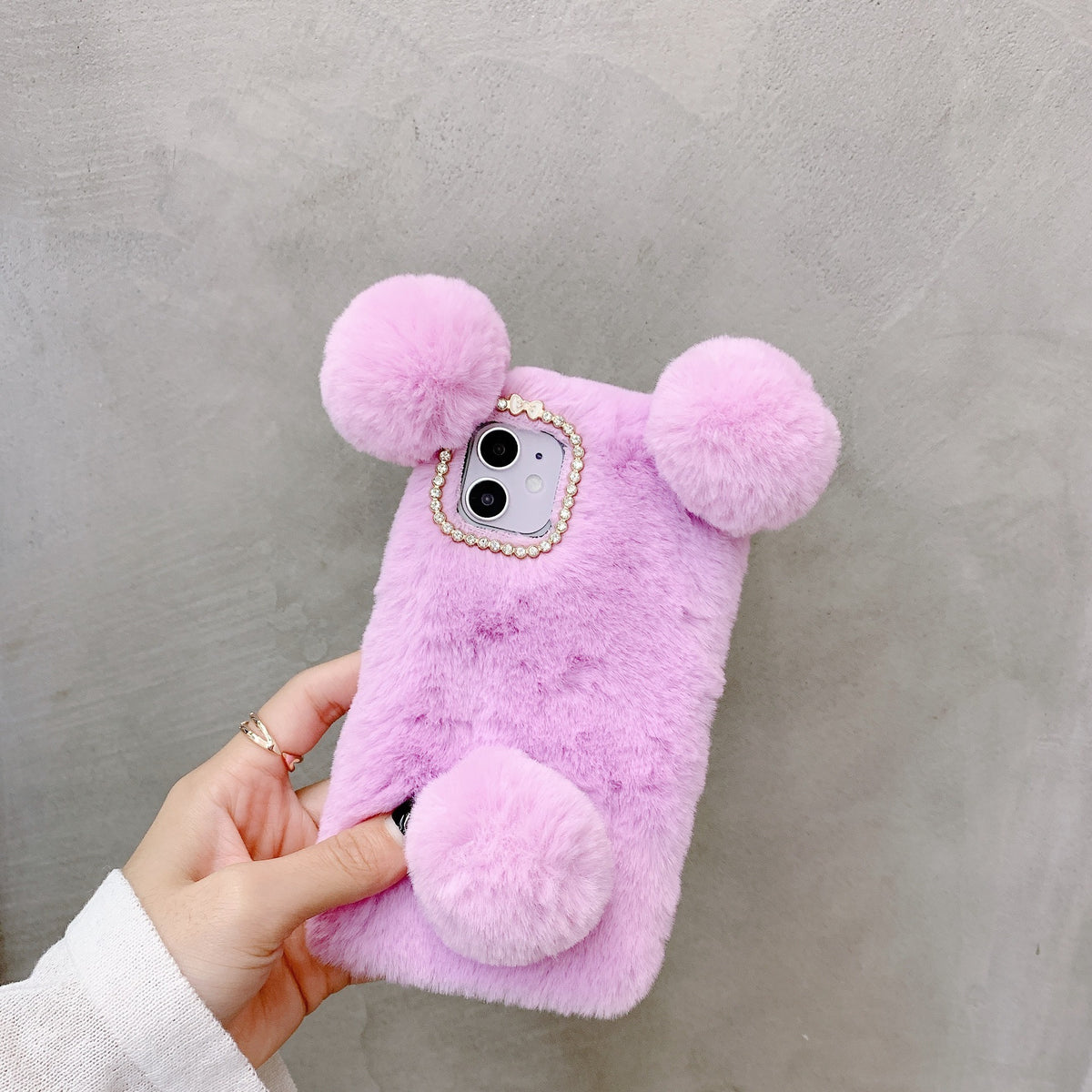 Søt Plysj Panda iPhone Deksel - Purple / IPhone15