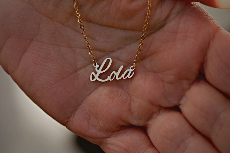 Sølv Halskjede Dame Personalisert - Tilpasset Navn Enkel Stil