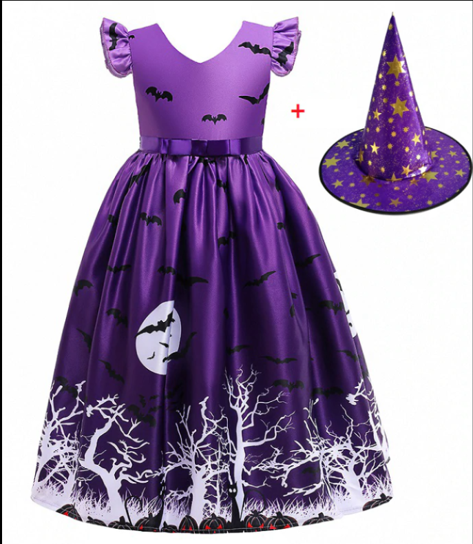 Halloween Prinsessekjole med printet Mesh - Trendyglobal 