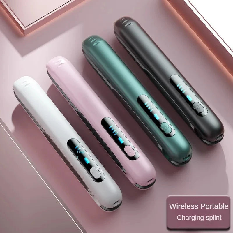 Wireless Hair Straightener Flat Iron Mini 2 IN 1 Roller USB 5000mAh Max 200 Degree Portable Cordless Curler 4 Levels Dry And Wet Uses - Trendyglobal 