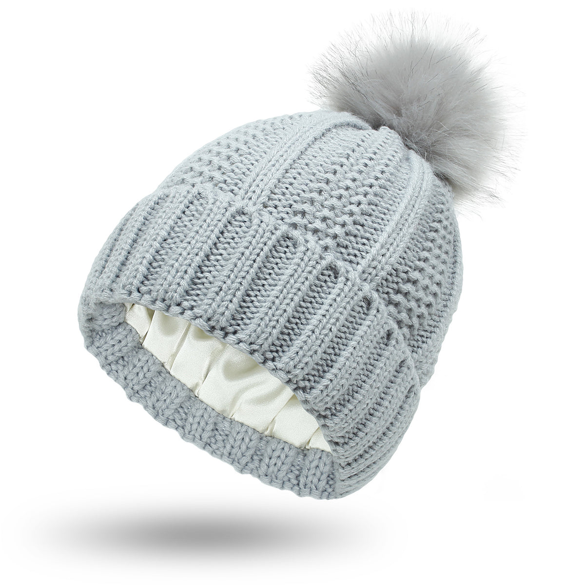 Vinterlue med Fuskepels Pom Pom - Lue for damer - Trendyglobal 