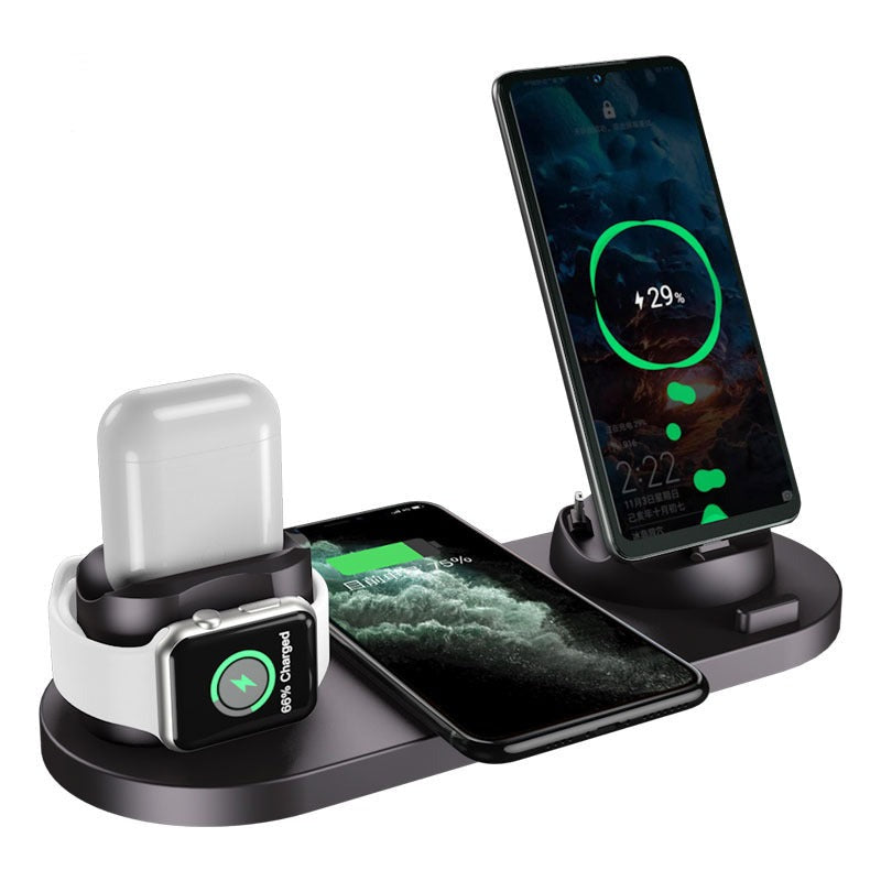 Wireless Charger For IPhone Fast Charger For Phone Fast Charging Pad For Phone Watch 6 In 1 Charging Dock Station - Trendyglobal 