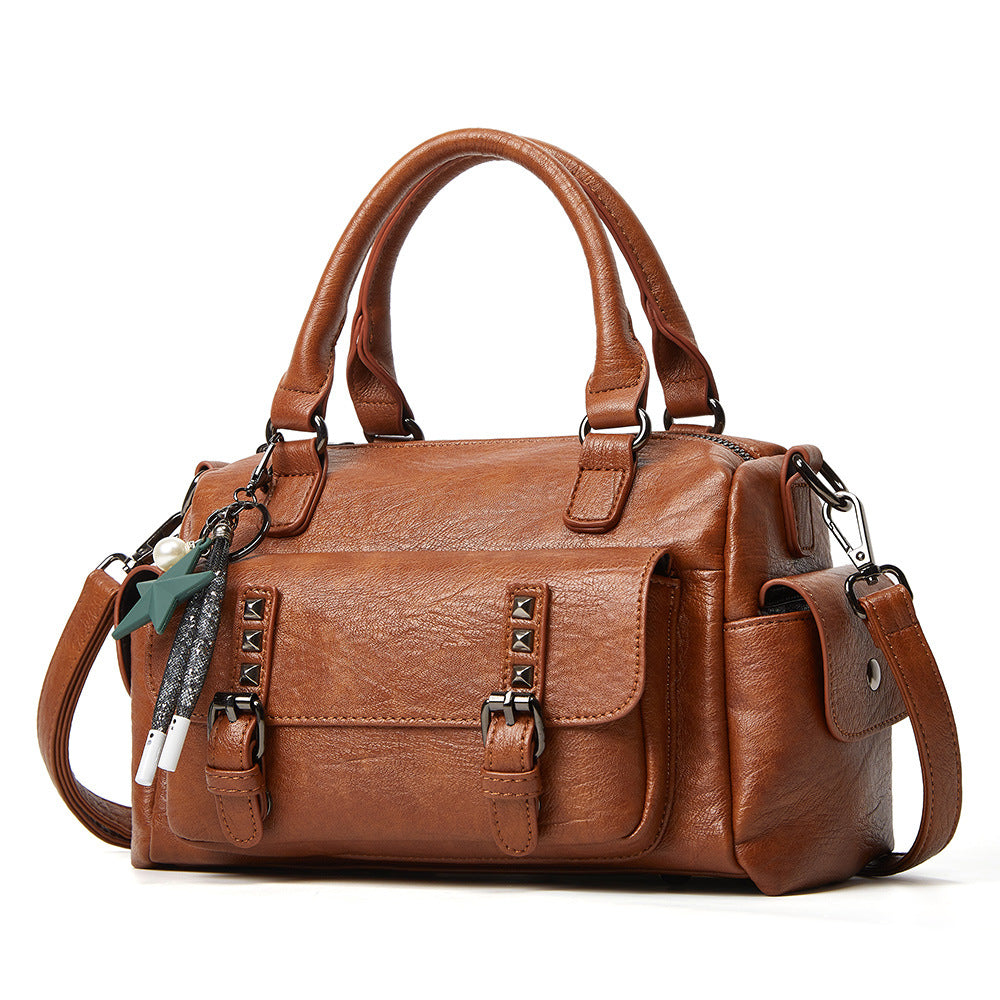 Women Bag Retro Leather Boston Women Handbag Designer - Trendyglobal 