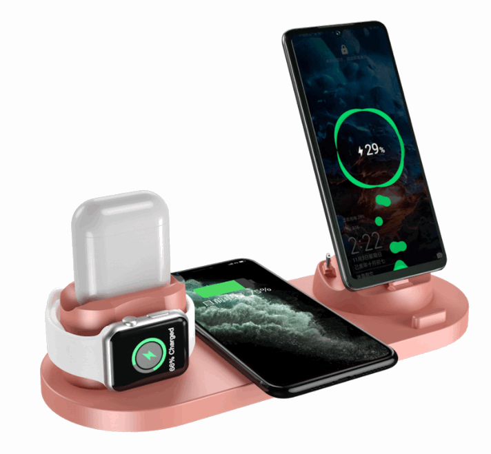 Wireless Charger For IPhone Fast Charger For Phone Fast Charging Pad For Phone Watch 6 In 1 Charging Dock Station - Trendyglobal 