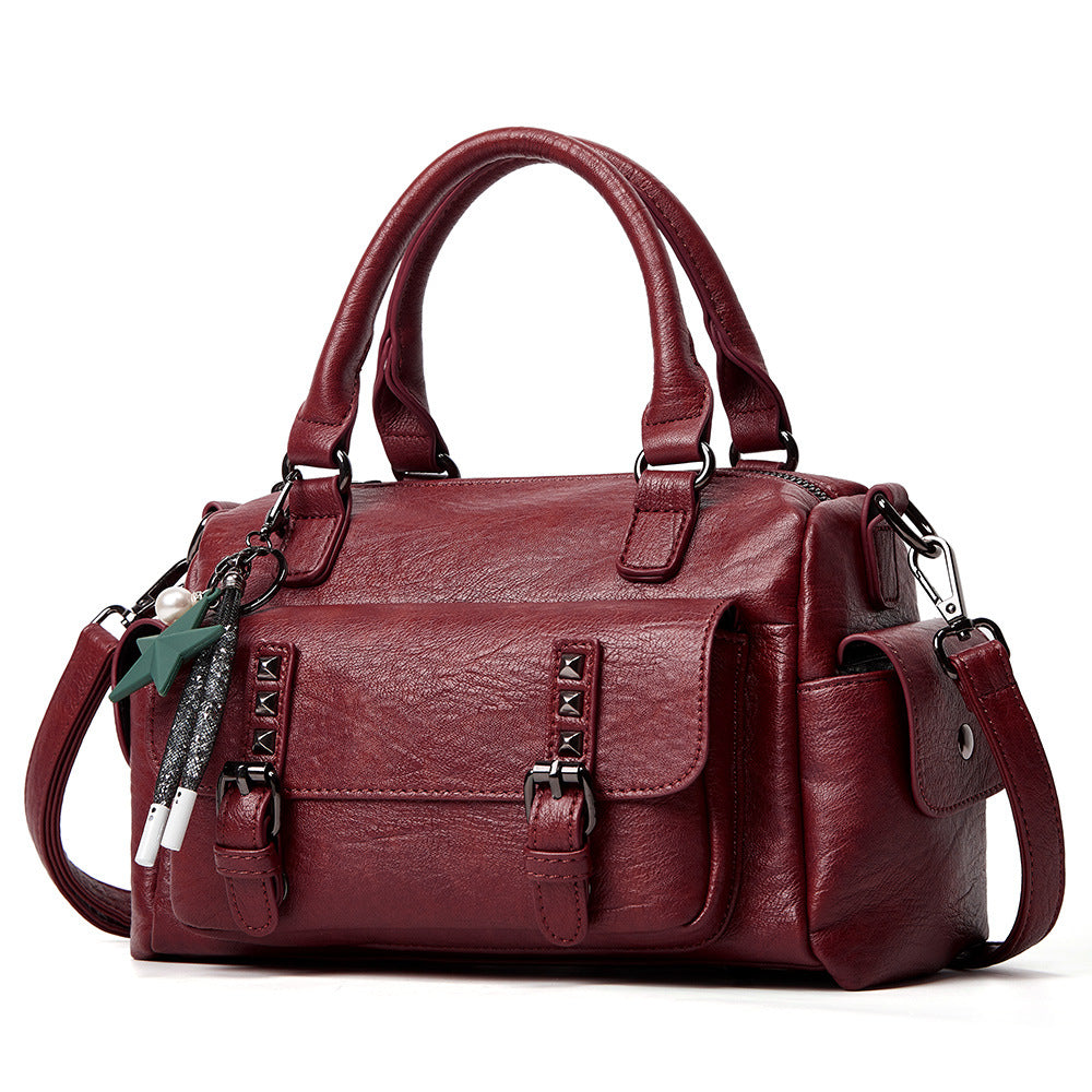 Women Bag Retro Leather Boston Women Handbag Designer - Trendyglobal 