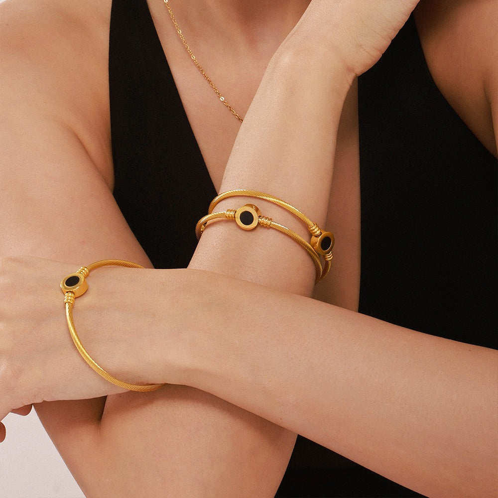 Armbånd Dame 18K Gullbelagt - Twill Rund Edelsten Design Edel