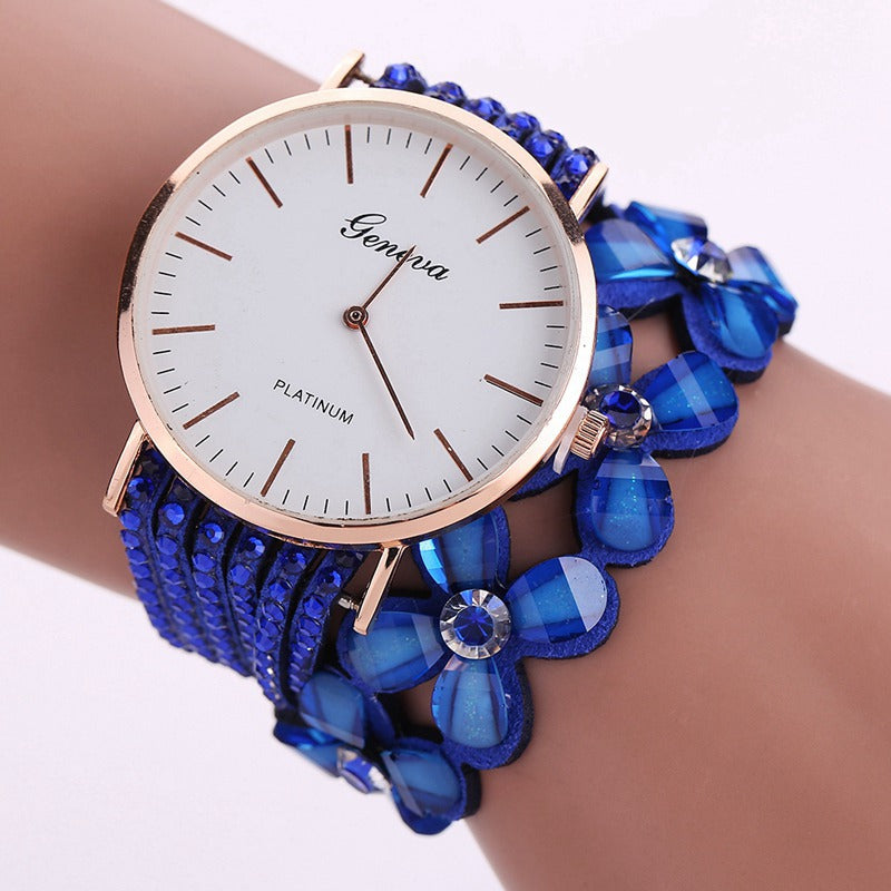 Fashion Geneva Flowers Watches Women Dress Elegant Quartz Bracelet Ladies Watch Crystal Diamond Wrist Watch Gift Reloj Mujer - Trendyglobal 