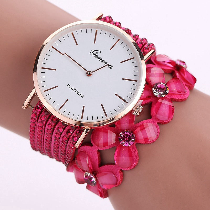 Fashion Geneva Flowers Watches Women Dress Elegant Quartz Bracelet Ladies Watch Crystal Diamond Wrist Watch Gift Reloj Mujer - Trendyglobal 