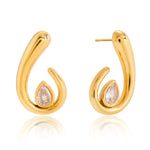 Øredobber Dame 18K Gullbelagt - Tåreform Cubic Zirconia Stud Only