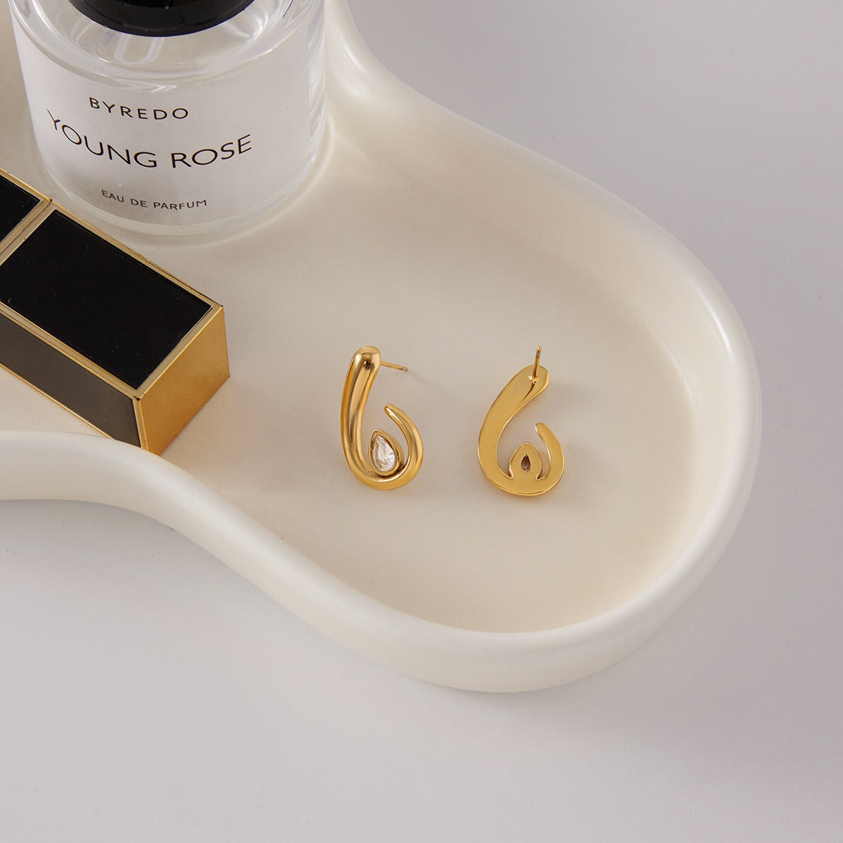 Øredobber Dame 18K Gullbelagt - Tåreform Cubic Zirconia Stud