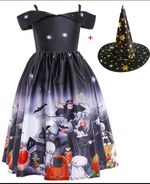 Halloween Prinsessekjole med printet Mesh - Trendyglobal 