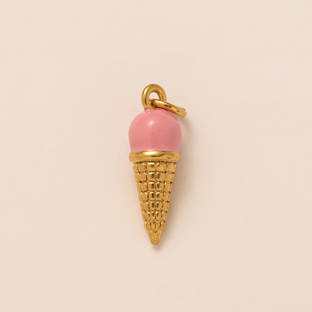 18K Gullbelagt Halskjede med Vakuumbelegg - Minimalistisk Anheng Strawberry ice cream pendant