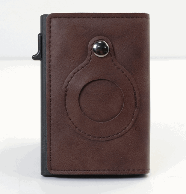 AirTag Wallet Anti Theft Bullet Card Bag Multi-functional Rfid Card Holder Men's Leather Slim Wallets For Airtag Air Tag - Trendyglobal 