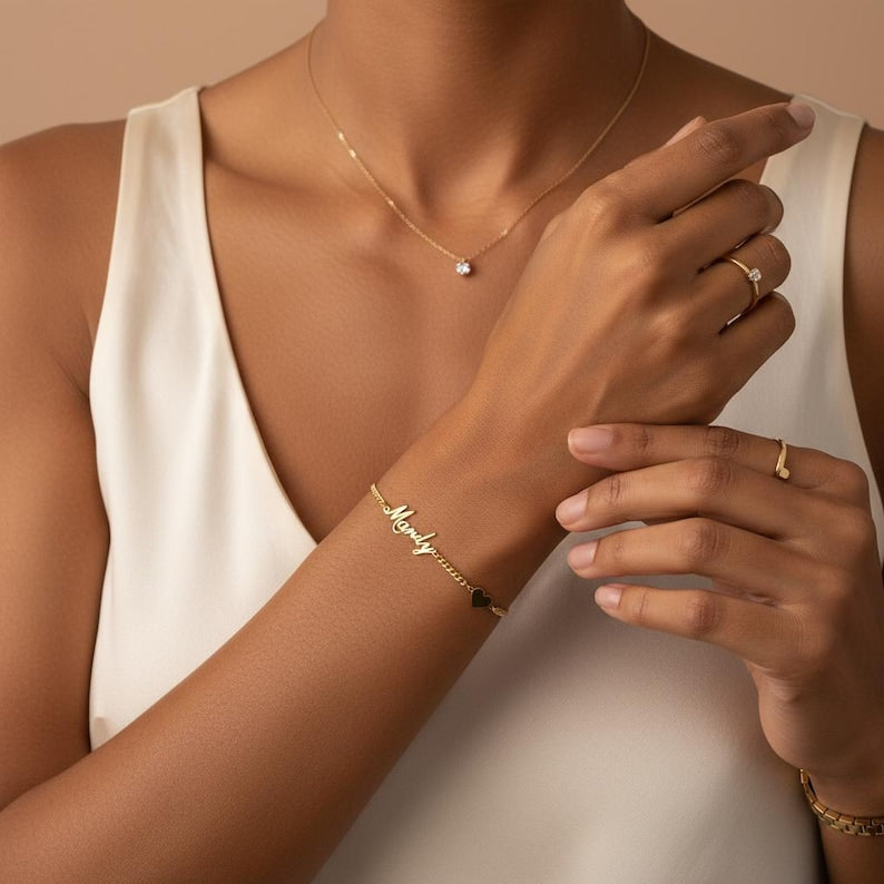 Armbånd Dame i sølv - Tilpasset Navn Design Minimalistisk