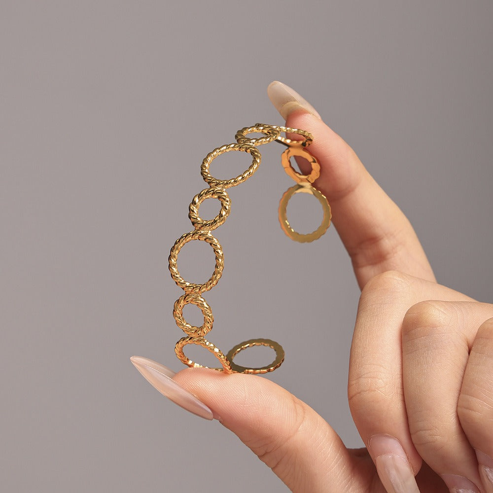 Armbånd Dame 18K Gullbelagt - Trådet Ring Design Åpen Moteriktig