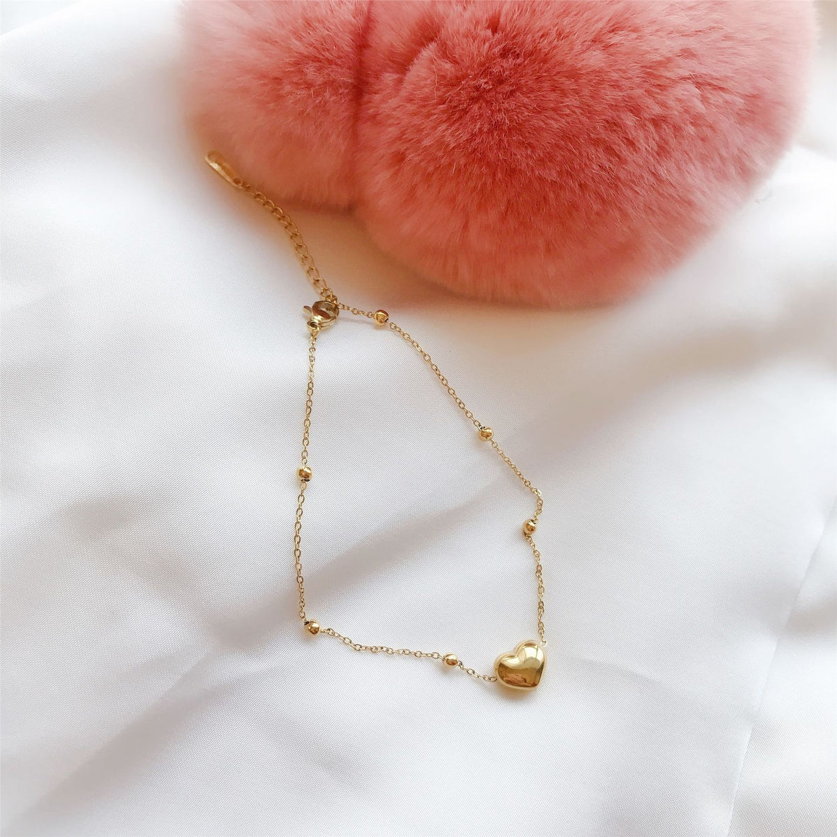 Ankelsmykke Dame 18K gullbelagt- Hjerte Titanstål Design
