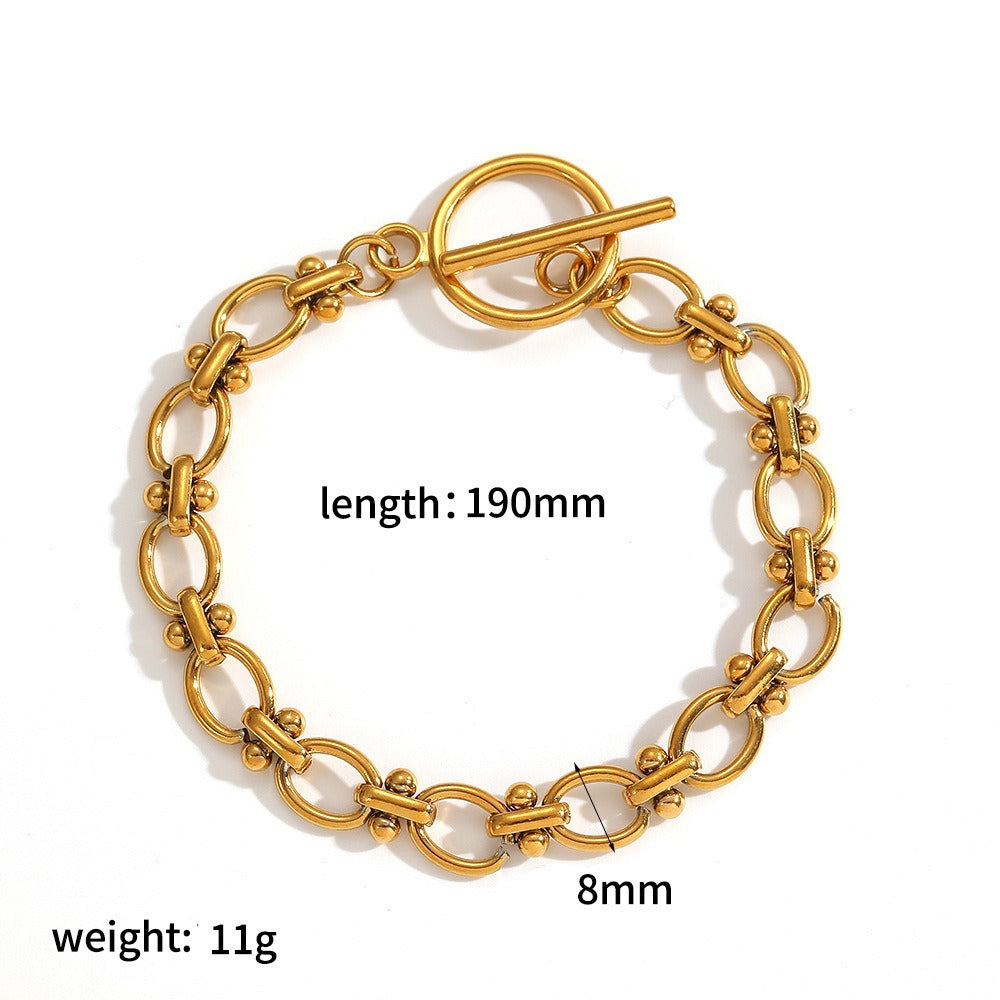 18K Gullbelagt Halskjede med Vakuumbelegg - Minimalistisk Anheng Bracelet D