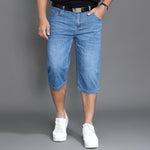 Denim shorts for herre - Stretch jeans shorts med høy midje - Trendyglobal 