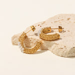 Øredobber Dame 18K gullbelagt - Perle C-form Design